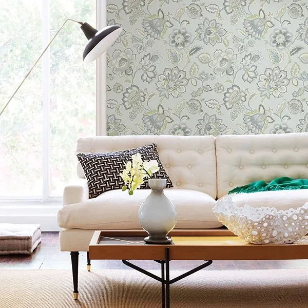A-Street Prints Corona Light Blue Jacobean Wallpaper - SKU 2901-87515