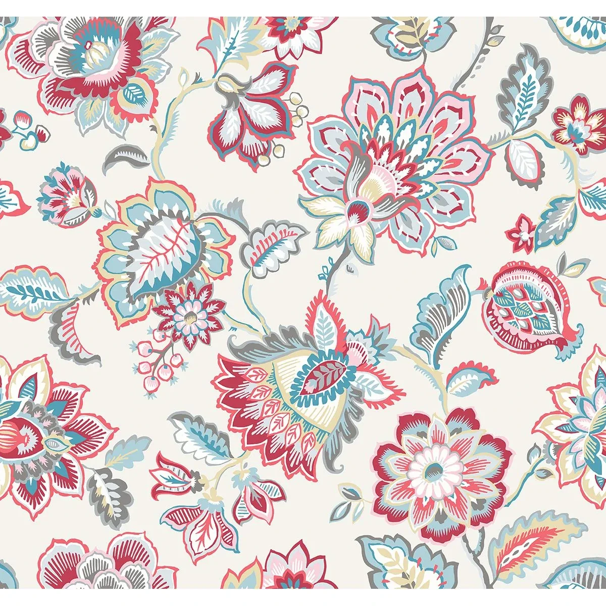 A-Street Prints Corona Red Jacobean Wallpaper - SKU 2901-87512