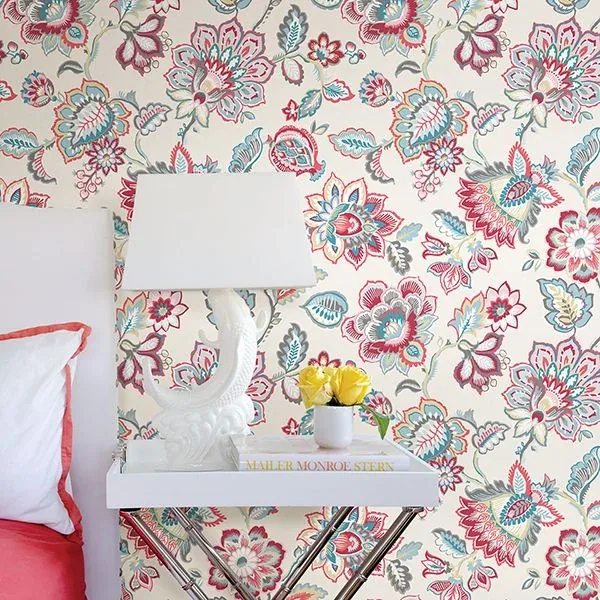 A-Street Prints Corona Red Jacobean Wallpaper - SKU 2901-87512