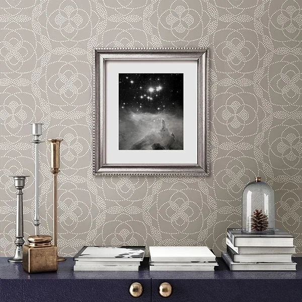 A-Street Prints Cosmos Light Grey Dot Wallpaper - SKU 2697-22638