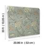 A-Street Prints Cray Light Blue Floral Trail Wallpaper - SKU 4153-82034
