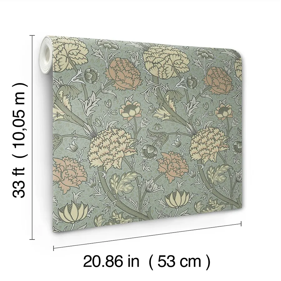 A-Street Prints Cray Light Blue Floral Trail Wallpaper - SKU 4153-82034