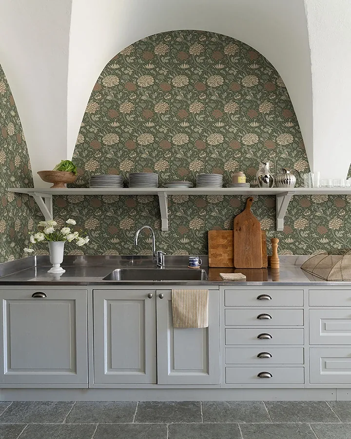 A-Street Prints Cray Sea Green Floral Trail Wallpaper - SKU 4153-82035