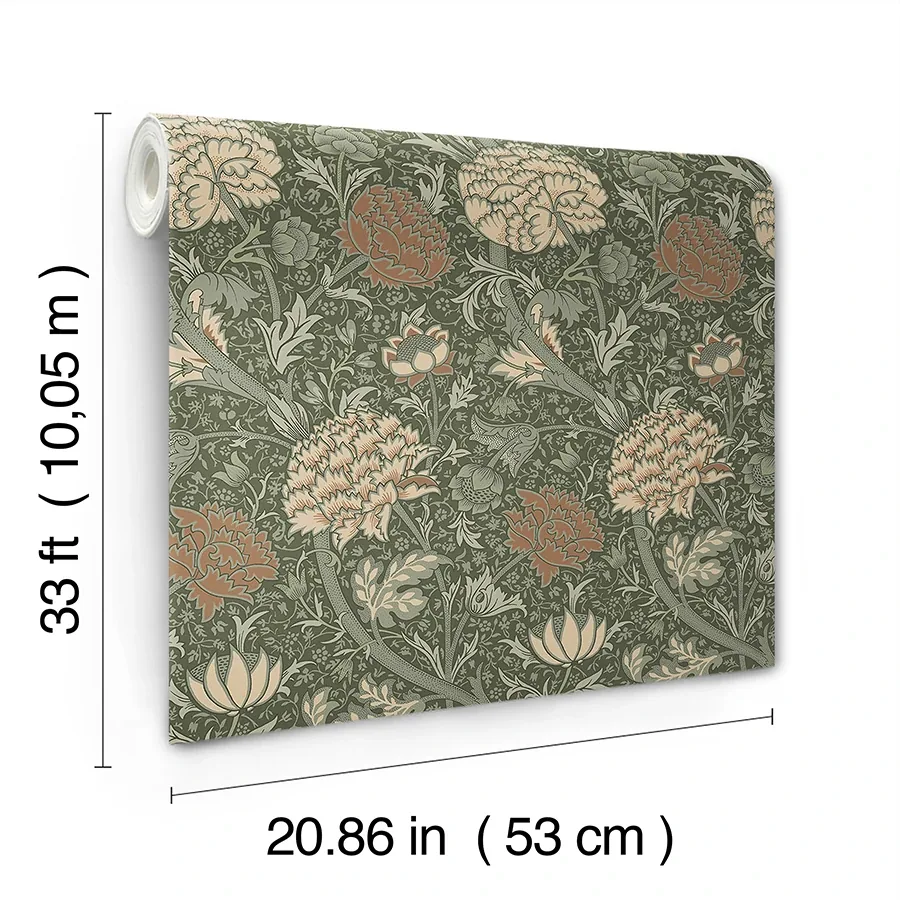 A-Street Prints Cray Sea Green Floral Trail Wallpaper - SKU 4153-82035