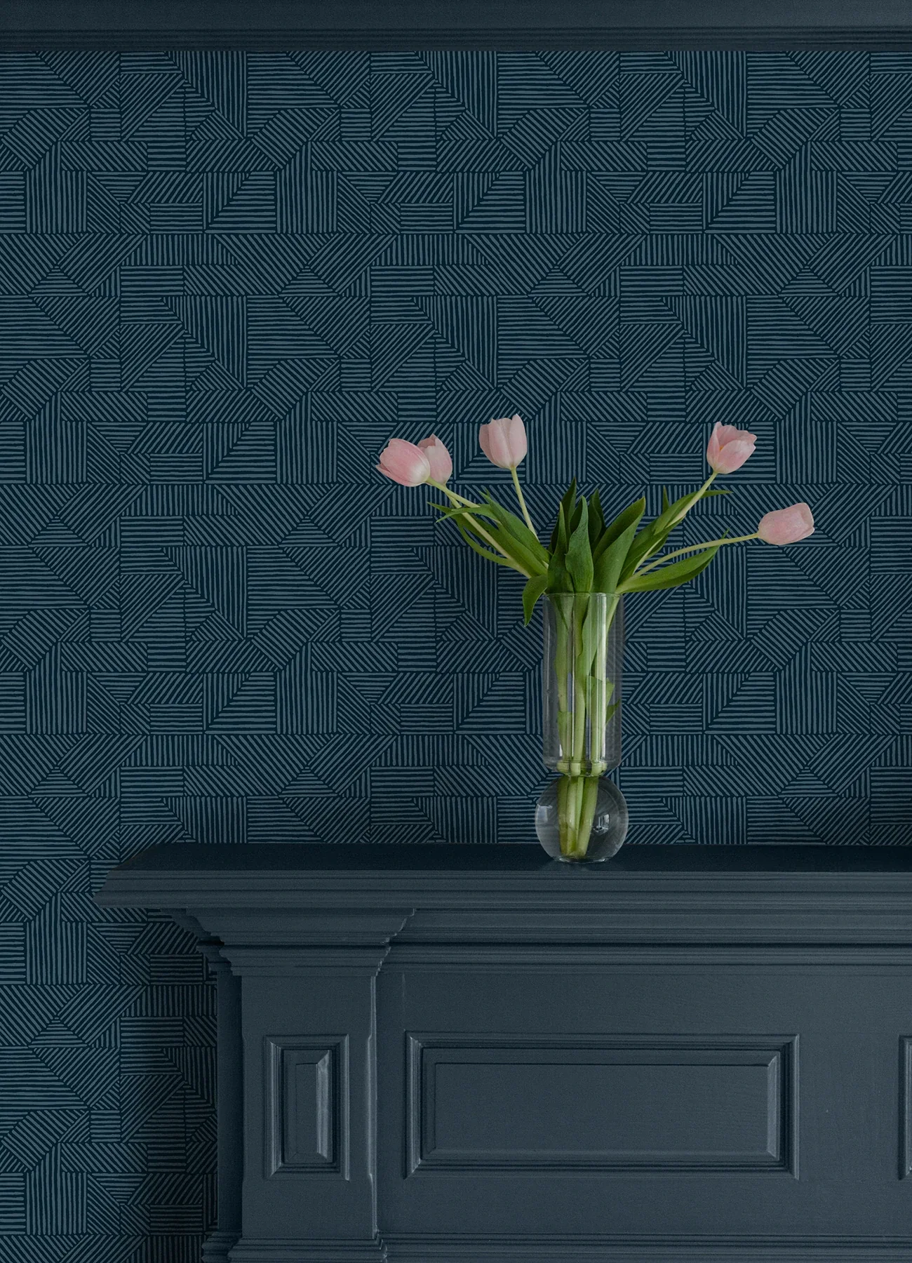 A-Street Prints Crescendo Dark Blue Block Geometric Wallpaper - SKU 4177-83301