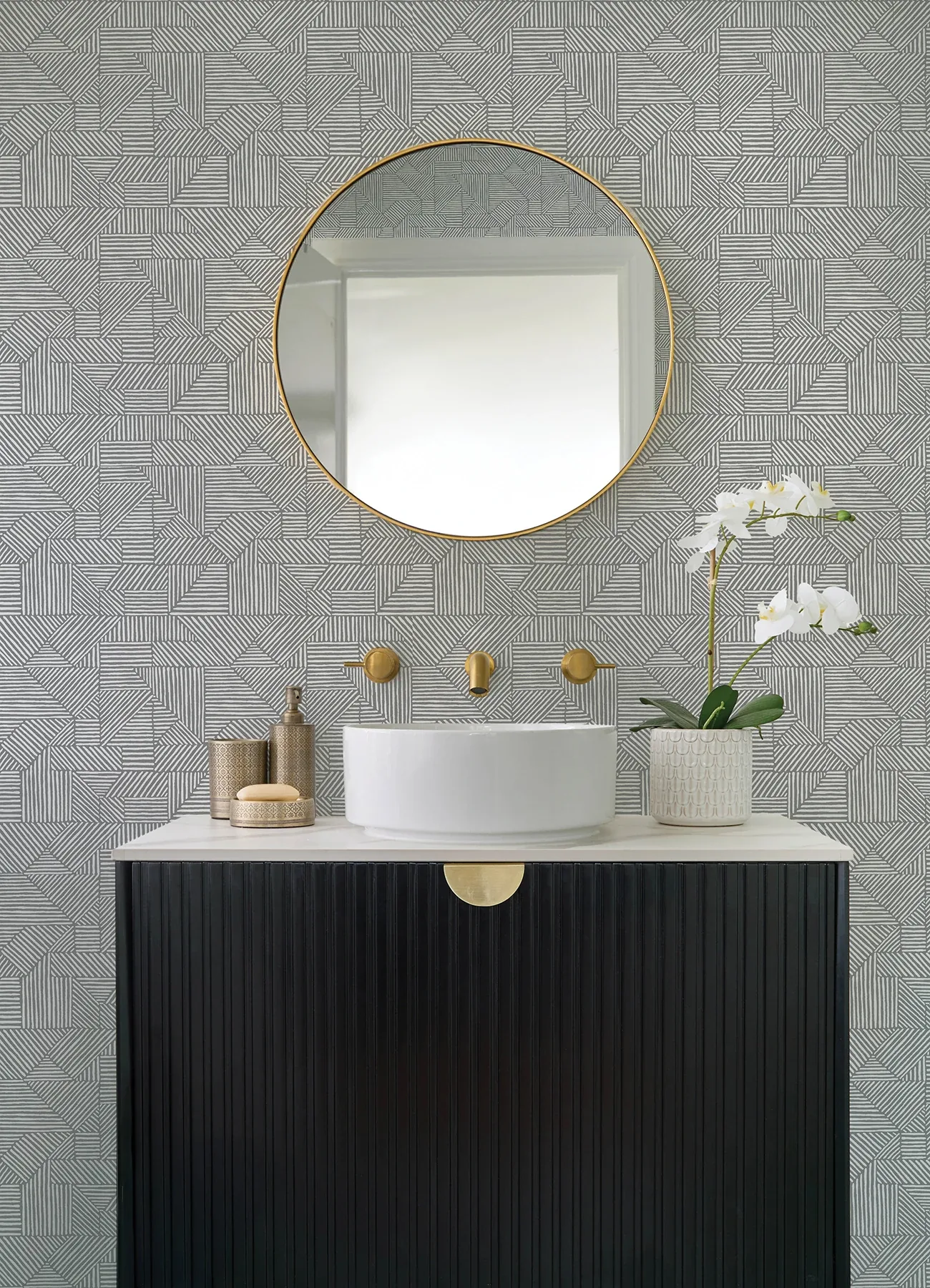 A-Street Prints Crescendo Dark Grey Block Geometric Wallpaper - SKU 4177-83302