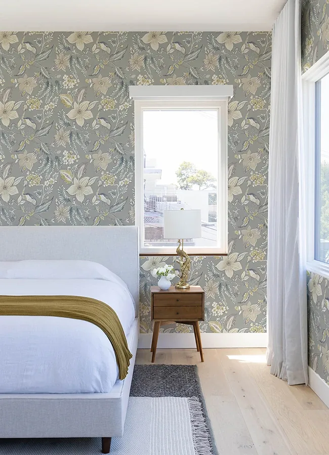 A-Street Prints Crestwood Grey Crowned Crane Wallpaper - SKU 4034-26793