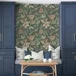 A-Street Prints Crestwood Sea Green Crowned Crane Wallpaper - SKU 4034-26792