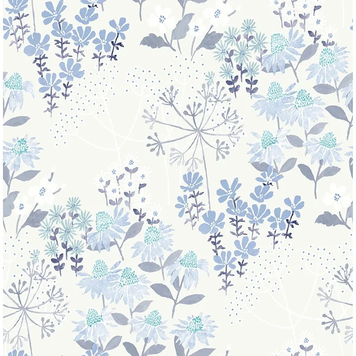 A-Street Prints Cultivate Blue Springtime Blooms Wallpaper - SKU 4122-27017