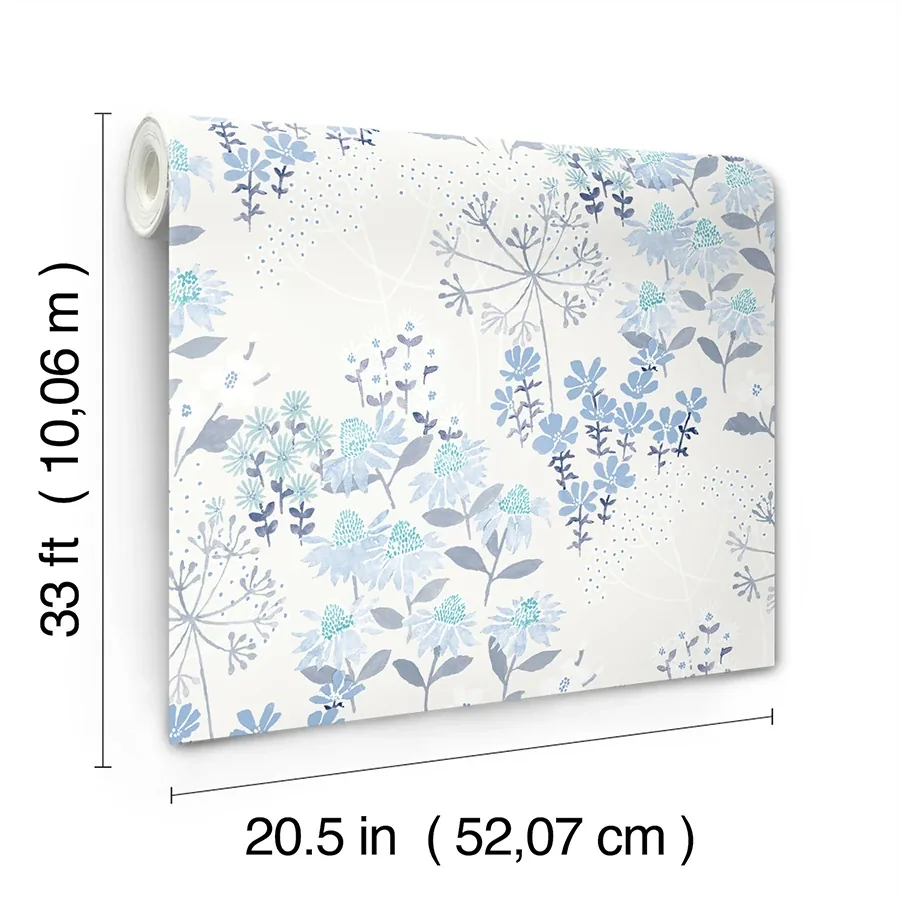 A-Street Prints Cultivate Blue Springtime Blooms Wallpaper - SKU 4122-27017
