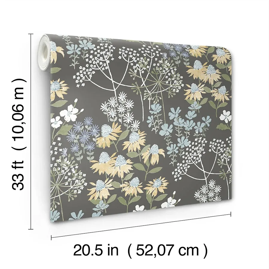 A-Street Prints Cultivate Grey Springtime Blooms Wallpaper - SKU 4122-27018