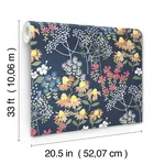 A-Street Prints Cultivate Navy Springtime Blooms Wallpaper - SKU 4122-27016