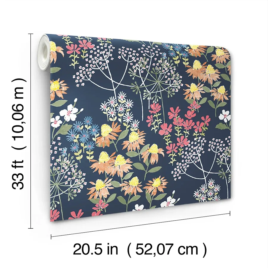 A-Street Prints Cultivate Navy Springtime Blooms Wallpaper - SKU 4122-27016