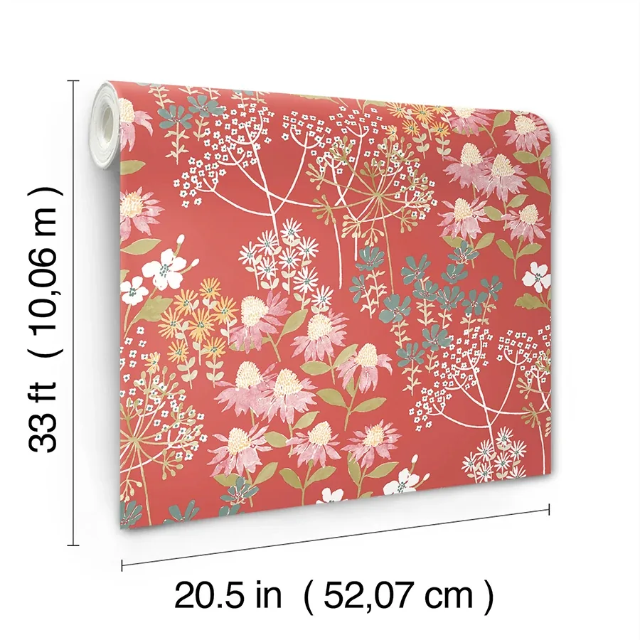 A-Street Prints Cultivate Red Springtime Blooms Wallpaper - SKU 4122-27019