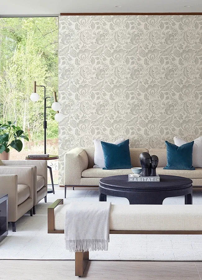 A-Street Prints Culver Grey Jacobean Wallpaper - SKU 4034-26780
