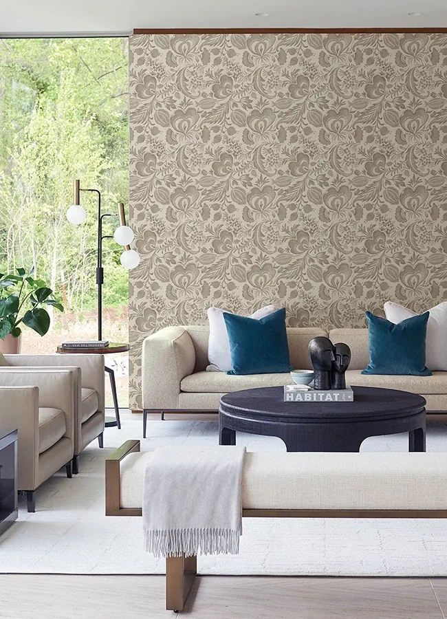 A-Street Prints Culver Light Brown Jacobean Wallpaper - SKU 4034-26782