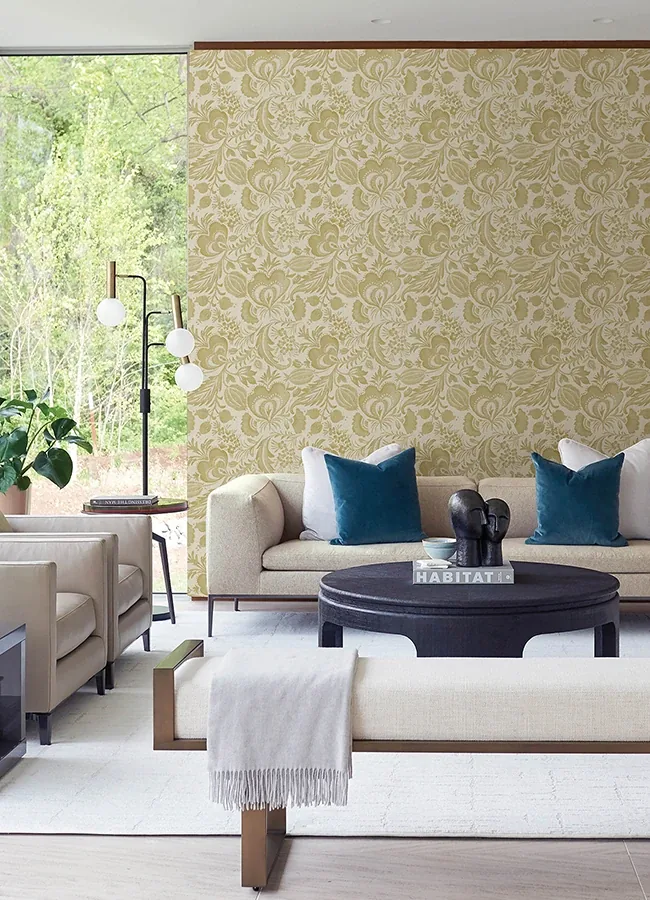 A-Street Prints Culver Mustard Jacobean Wallpaper - SKU 4034-26784