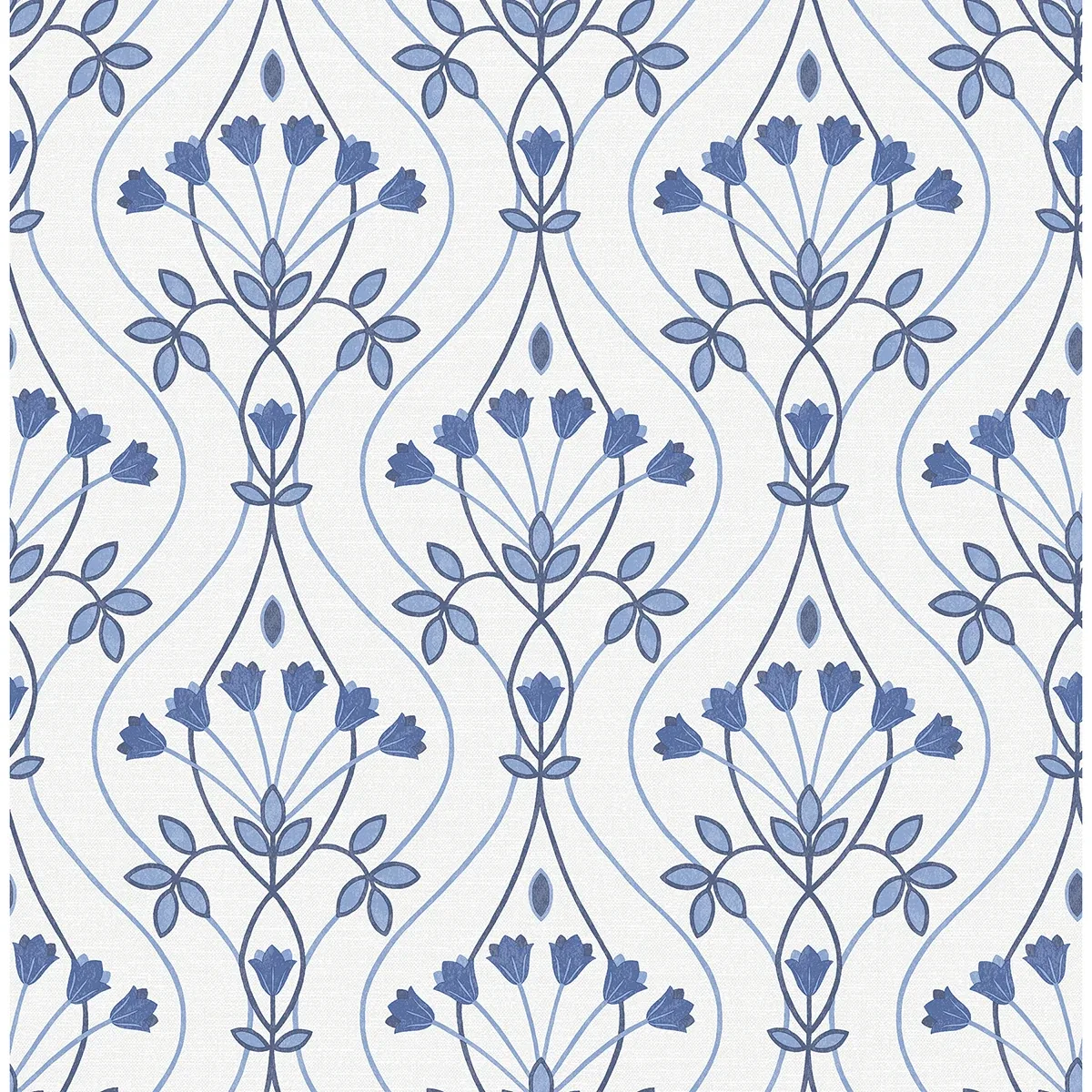 A-Street Prints Dard Blue Tulip Ogee Wallpaper - SKU 2970-26148