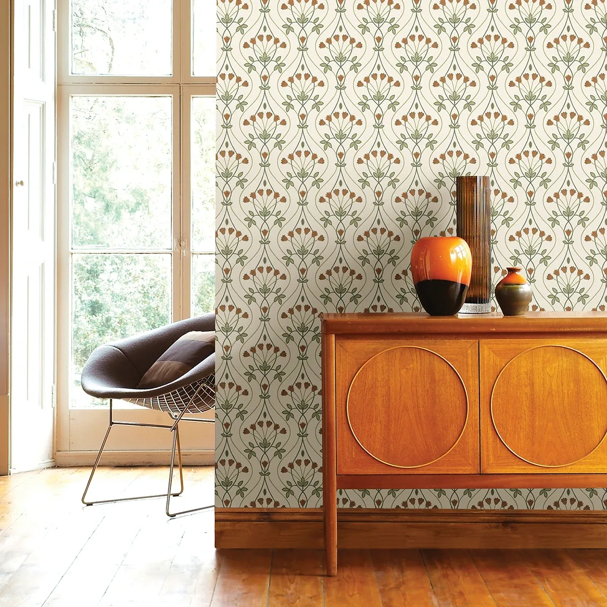 A-Street Prints Dard Green Tulip Ogee Wallpaper - SKU 2970-26146