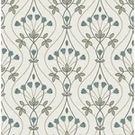 A-Street Prints Dard Teal Tulip Ogee Wallpaper - SKU 2970-26145