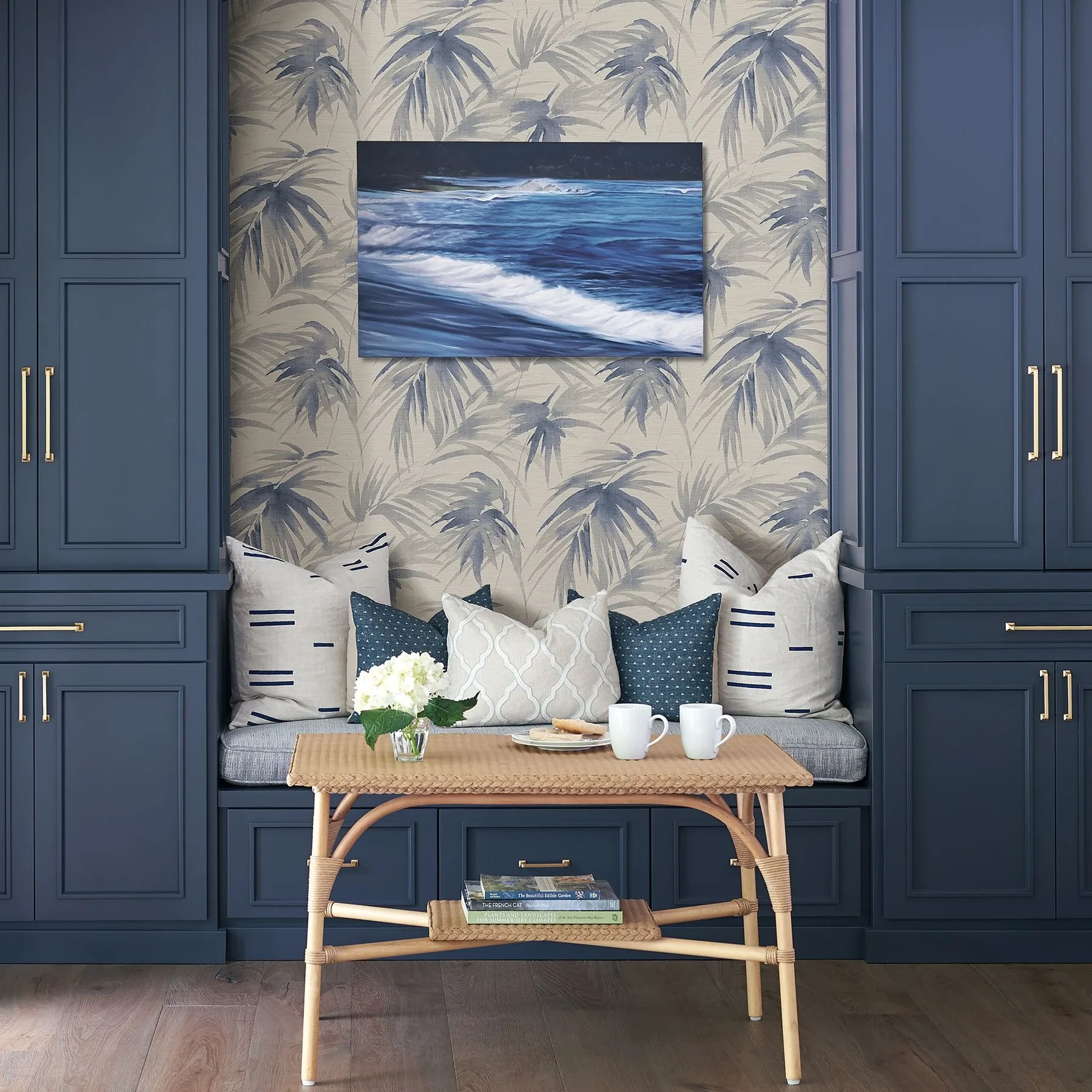 A-Street Prints Darlana Blue Grasscloth Wallpaper - SKU 2964-87410