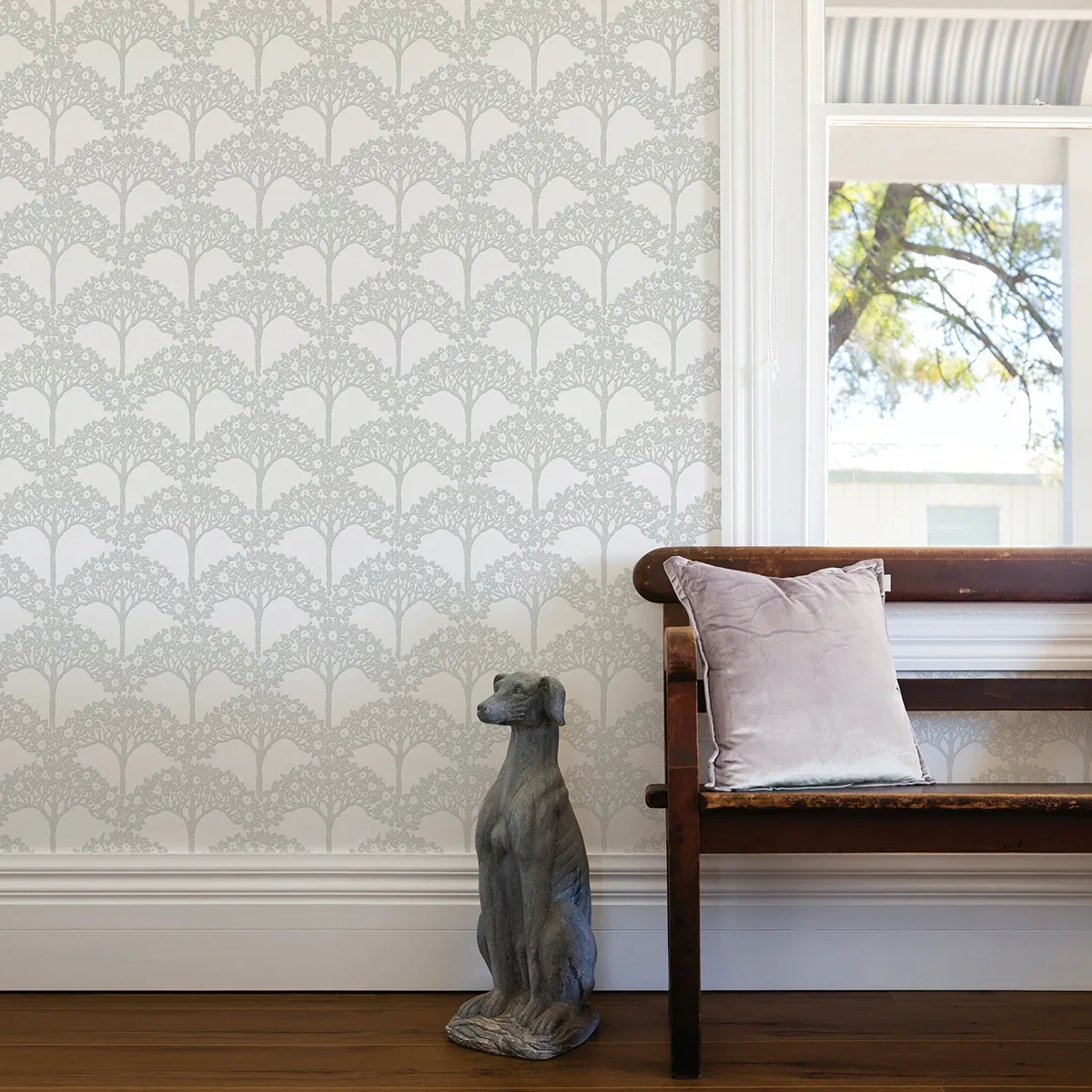 A-Street Prints Dawson Light Grey Magnolia Tree Wallpaper - SKU 2970-26110