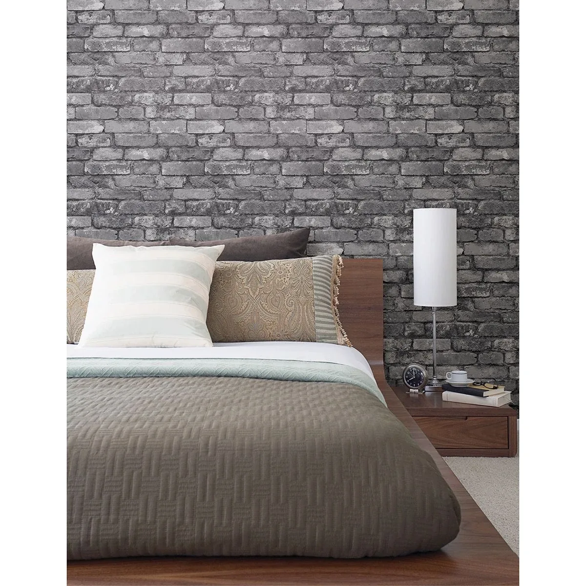 A-Street Prints Debs Grey Exposed Brick Wallpaper - SKU 2922-21260