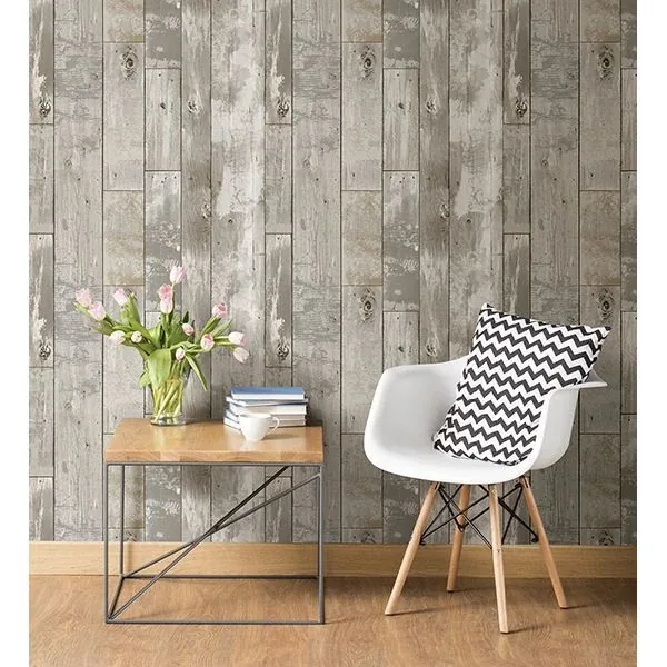 A-Street Prints Deena Grey Distressed Wood Wallpaper - SKU 2540-24054