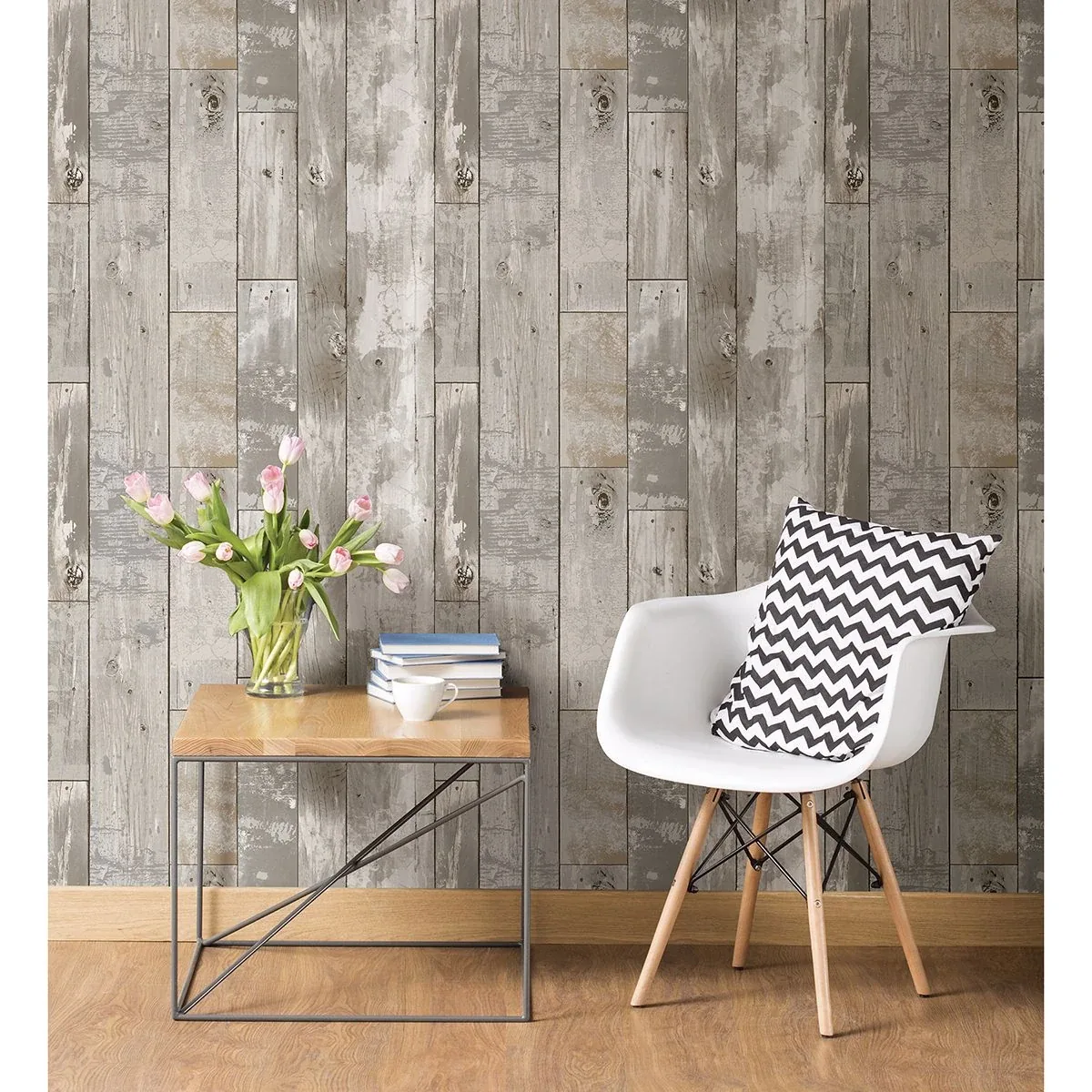A-Street Prints Deena Light Grey Weathered Wood Wallpaper - SKU 2922-24054