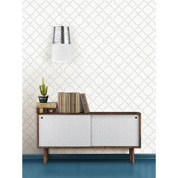 A-Street Prints Desiree White Quatrefoil Wallpaper - SKU 2657-22259