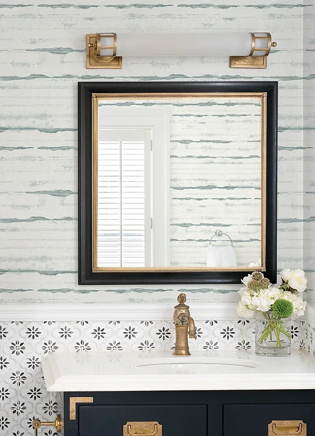 A-Street Prints Destin Teal Stripe Wallpaper - SKU 4172-27519