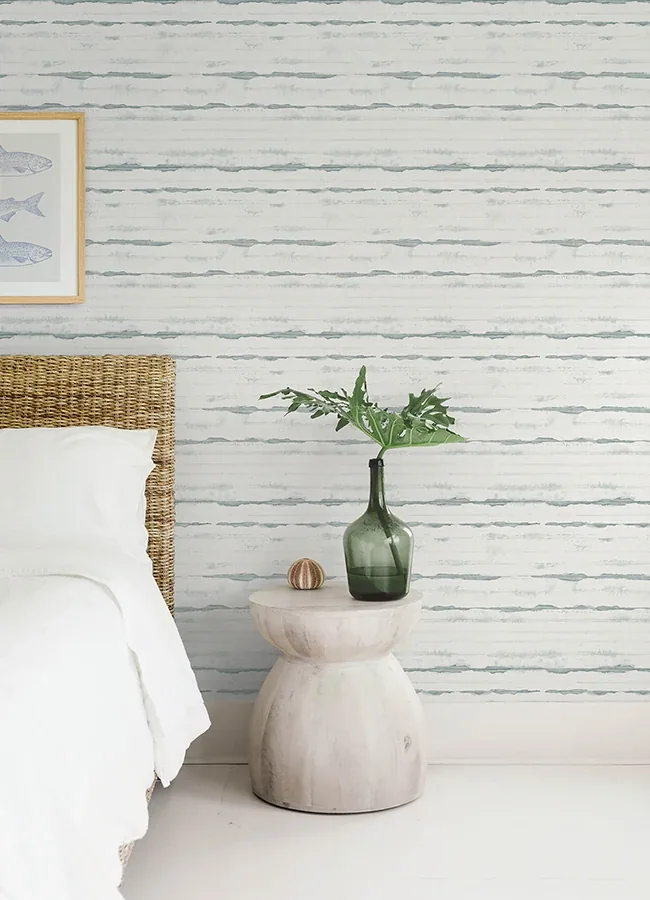 A-Street Prints Destin Teal Stripe Wallpaper - SKU 4172-27519