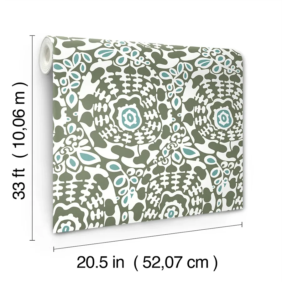 A-Street Prints Divine Green Abstract Medallion Wallpaper - SKU 4122-27040