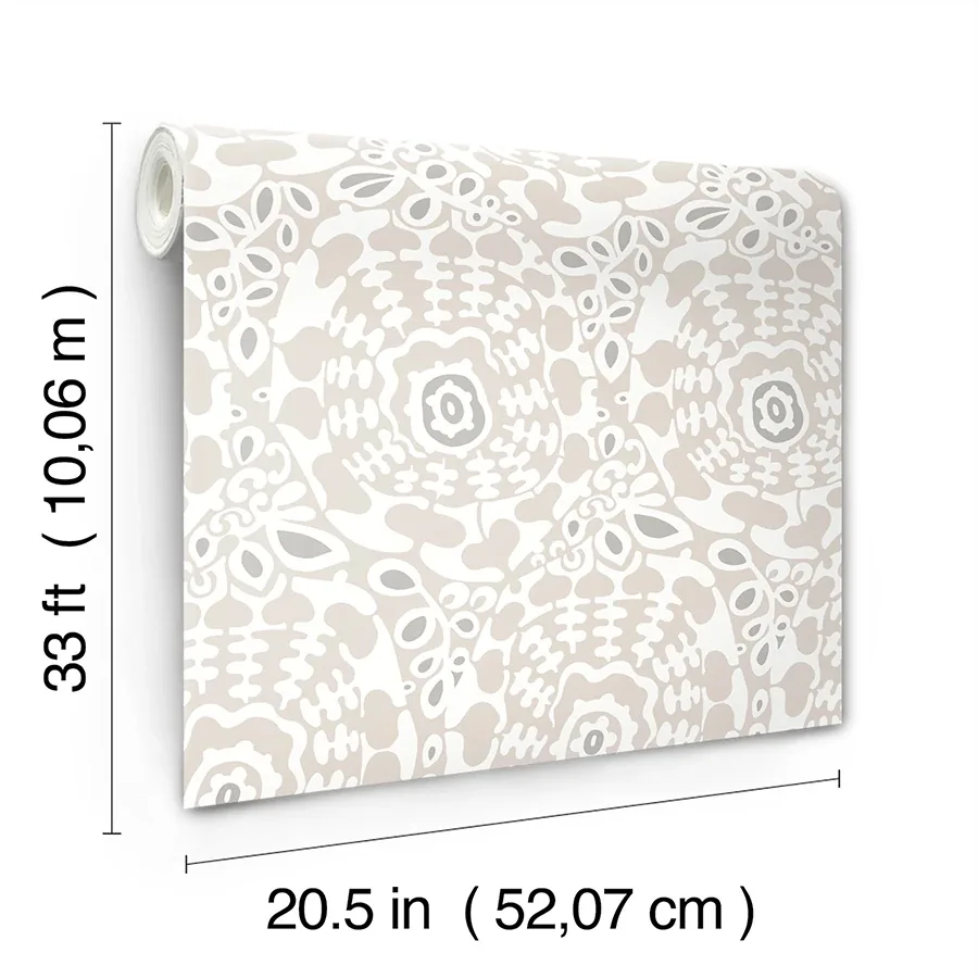 A-Street Prints Divine Grey Abstract Medallion Wallpaper - SKU 4122-27038