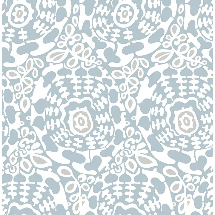 4122-27039 | Divine Light Blue Abstract Medallion Wallpaper