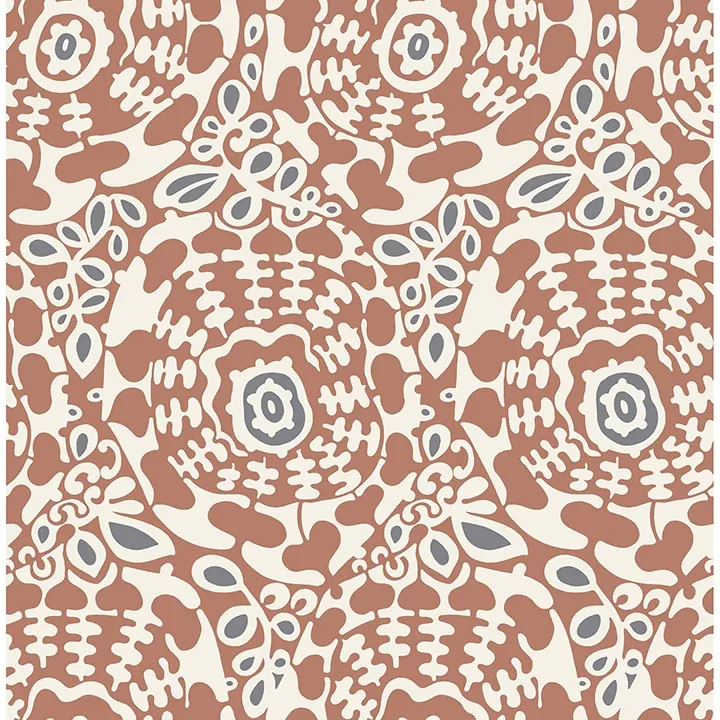 4122-27041 | Divine Rust Abstract Medallion Wallpaper