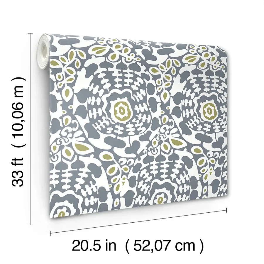 A-Street Prints Divine Slate Abstract Medallion Wallpaper - SKU 4122-27037