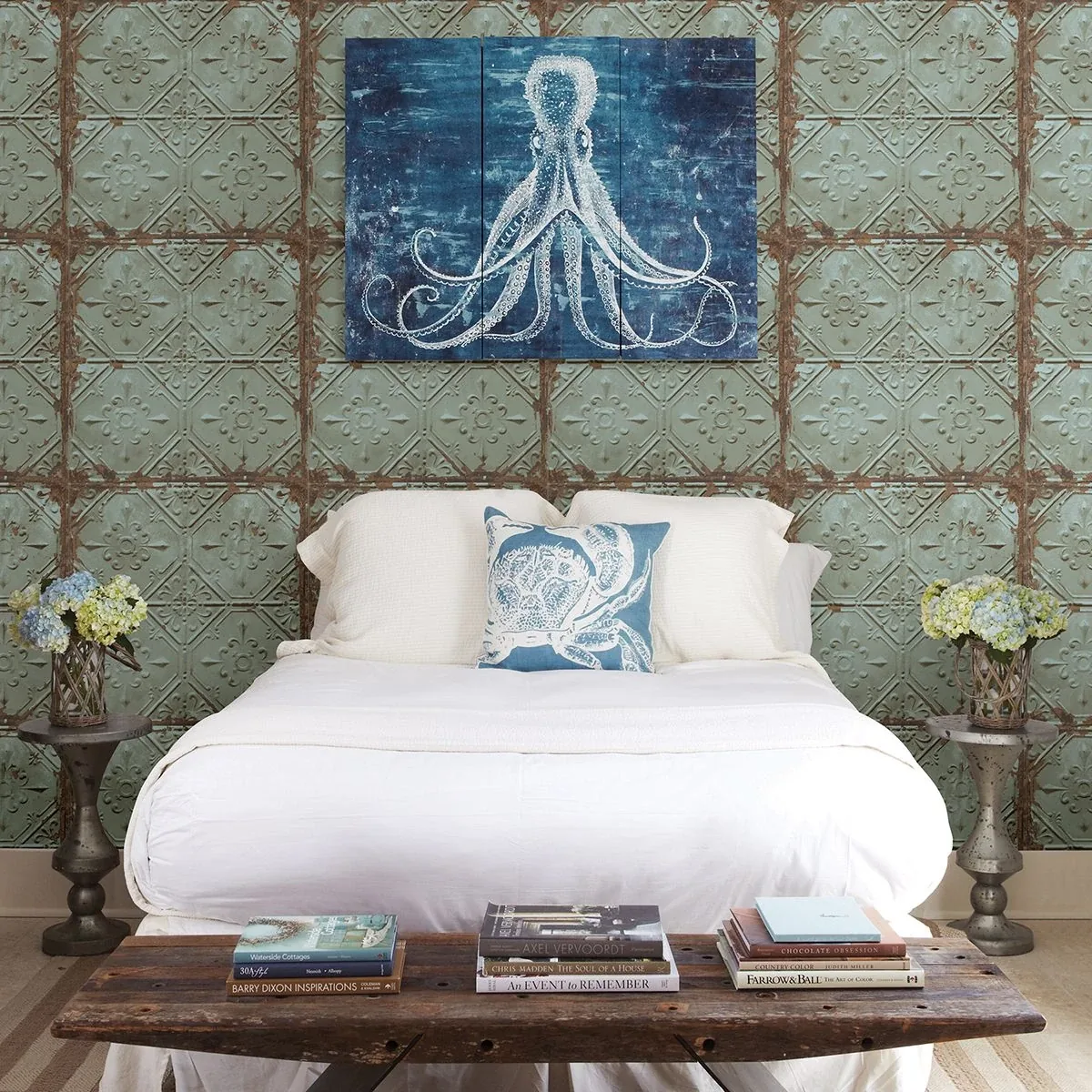A-Street Prints Donahue Turquoise Tin Ceiling Wallpaper - SKU 2922-22331