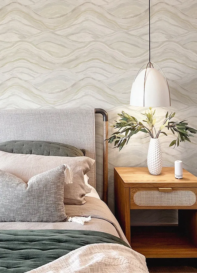 A-Street Prints Dorea Champagne Striated Waves Wallpaper - SKU 4121-26926