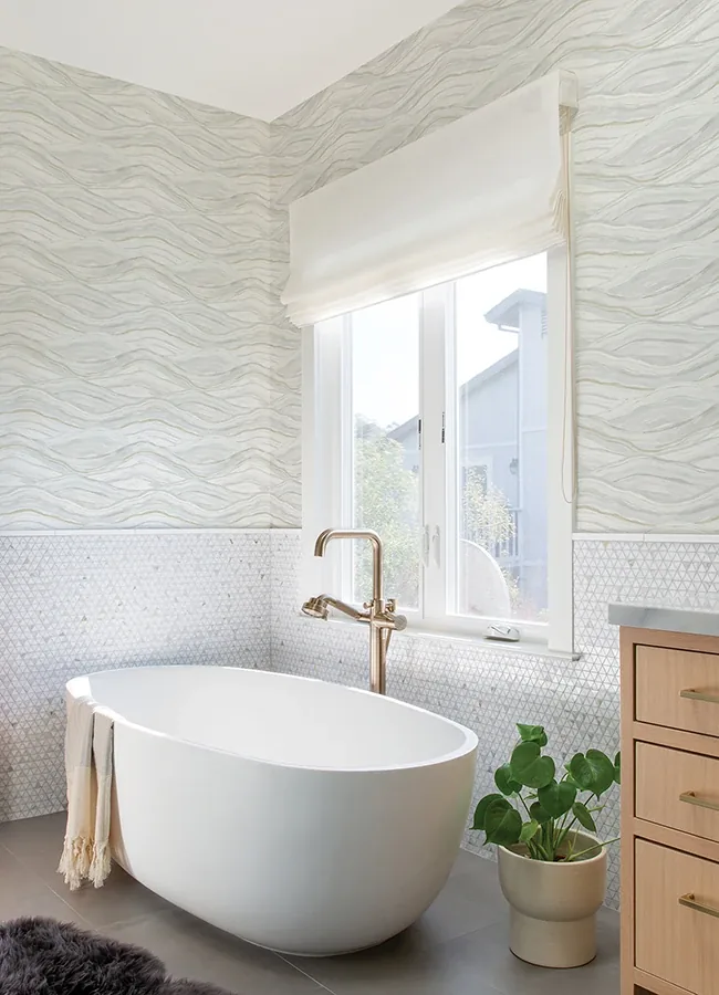 A-Street Prints Dorea Light Blue Striated Waves Wallpaper - SKU 4121-26925
