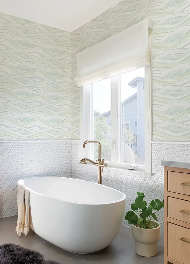 A-Street Prints Dorea Sea Green Striated Waves Wallpaper - SKU 4121-26924