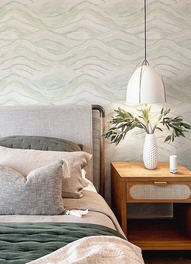 A-Street Prints Dorea Sea Green Striated Waves Wallpaper - SKU 4121-26924
