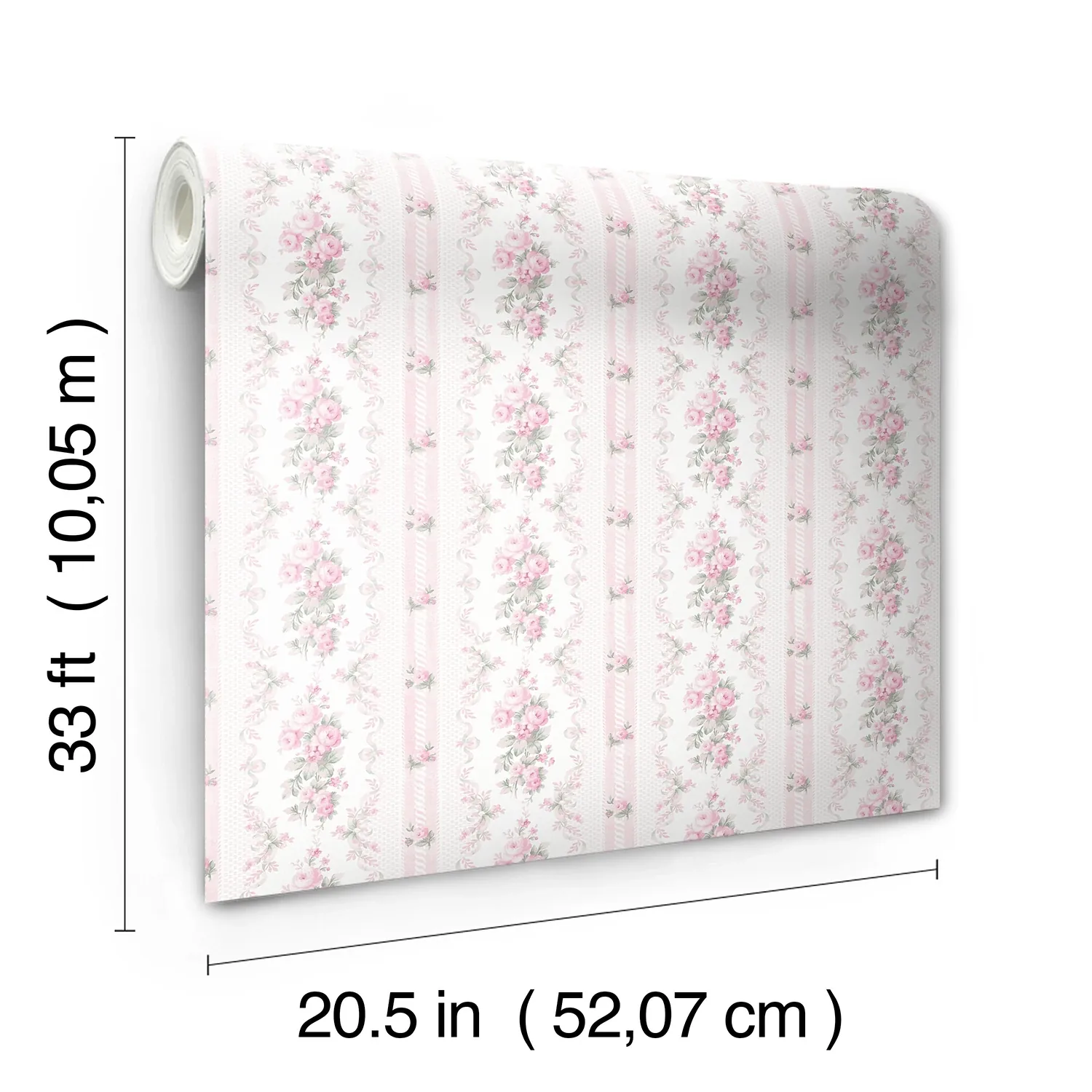 A-Street Prints Dreamy Days Pink Parfait Stripe & Floral Wallpaper - SKU AST6086