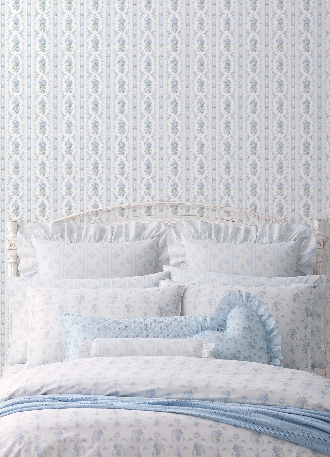 A-Street Prints Dreamy Days Sweet Blue Stripe & Floral Wallpaper - SKU AST6087