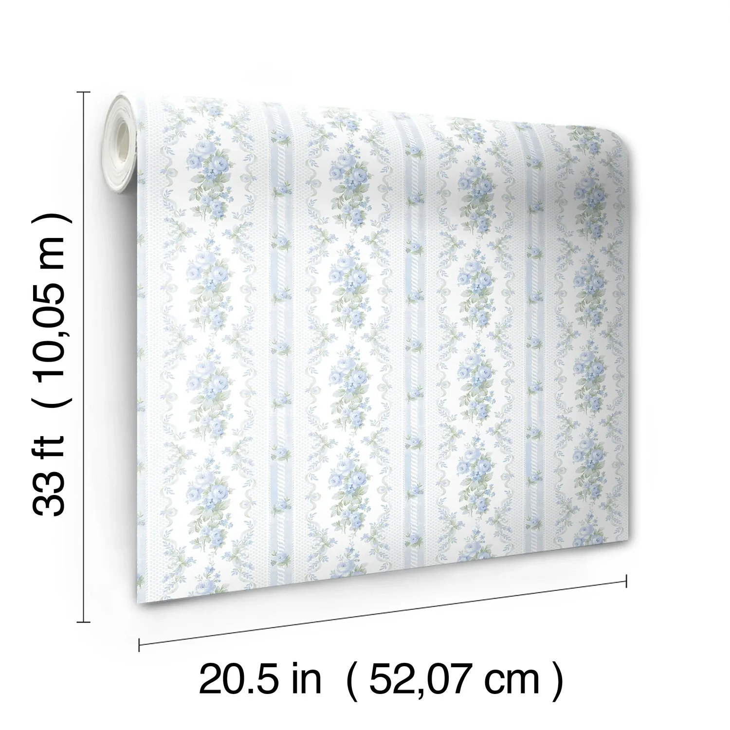 A-Street Prints Dreamy Days Sweet Blue Stripe & Floral Wallpaper - SKU AST6087