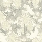 A-Street Prints Drömma Light Grey Songbirds and Sunflowers Wallpaper - SKU 4111-63011