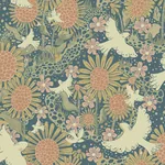 A-Street Prints Drömma Teal Songbirds and Sunflowers Wallpaper - SKU 4111-63007