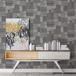 A-Street Prints Duchamp Dark Grey Metallic Squares Wallpaper - SKU 2922-25354