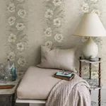 A-Street Prints Dutch Garland Timeless Grey Gardenia Stripe Wallpaper - SKU AST4069