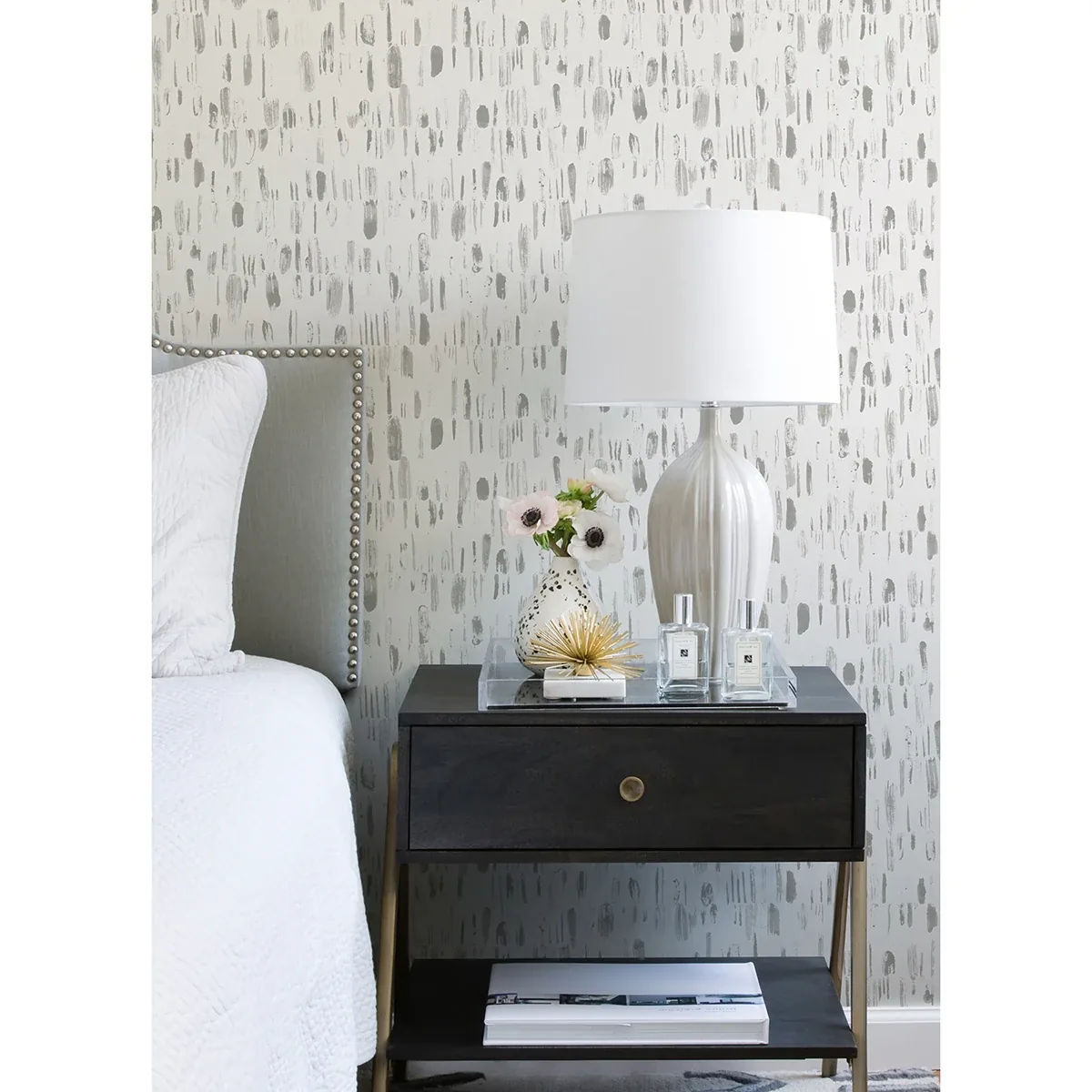 A-Street Prints Dwell Grey Brushstrokes Wallpaper - SKU 2973-90204
